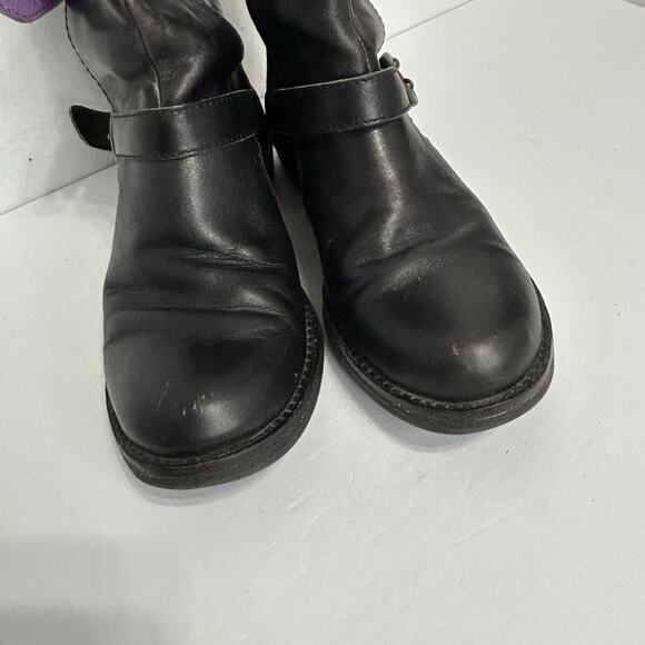 Free People Faryl Robin Black Leather Moto Strappy Buckle Boots Size 7.5 - Picture 5 of 10